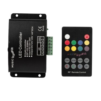CONTROLLER AUDIO RF BENZI LED RGB, 12-24V DC, 144W (12V), 288W (24V)