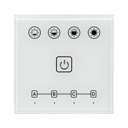 DIMMER TACTIL SMART PERETE, 2.4G RF, ILUMINAT LED, GAMĂ RF 2.4g (ssd), 4 ZONE