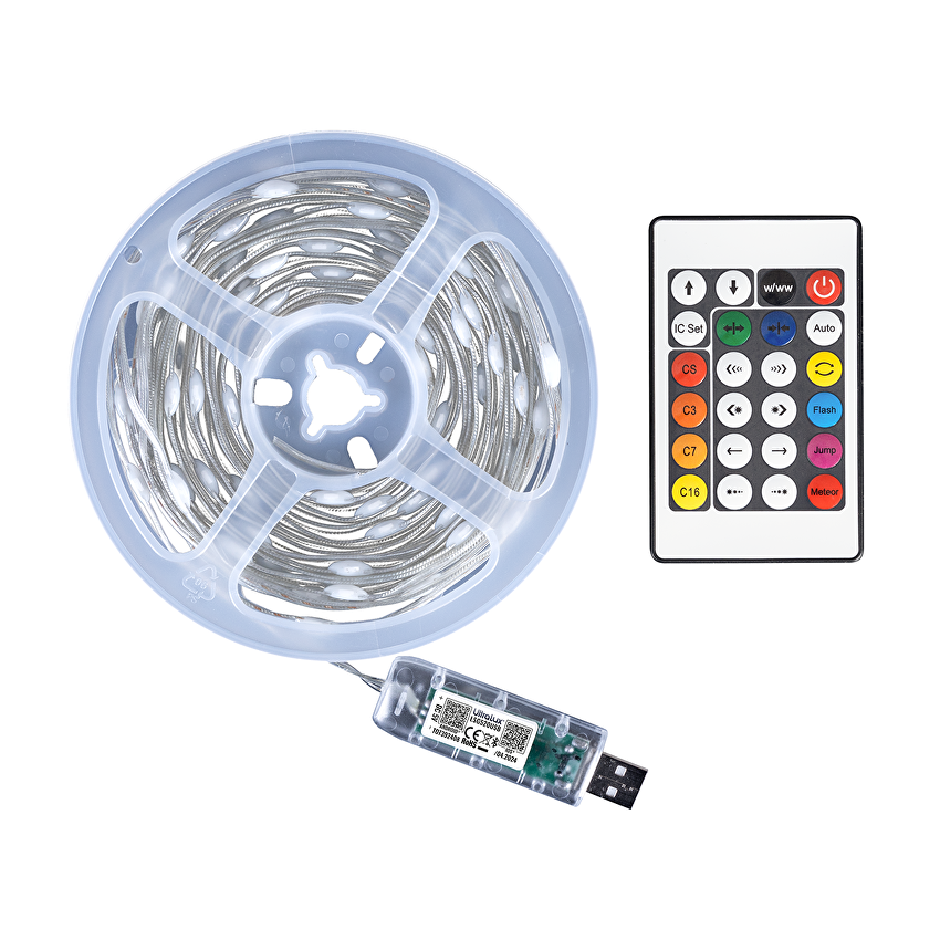 KIT BANDĂ LED RGB IP65 20M 5V 1W/M USB - imagine 1