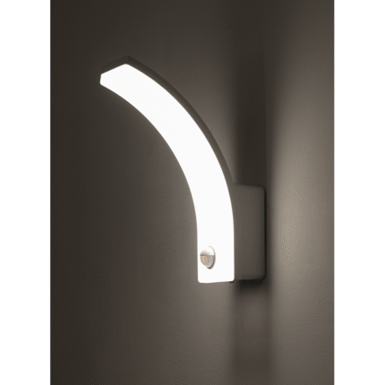 Lampă LED de perete cu funcție ON/OFF cu senzor PIR și putere variabila 12W/15W/20W 4000K, IP65, alba