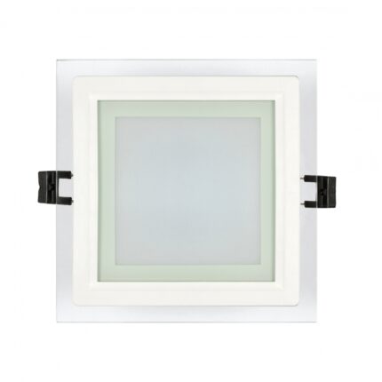 Panou LED cu sticla, incastrabil, pătrat, 6W, SMD2835, lumină caldă, IP44