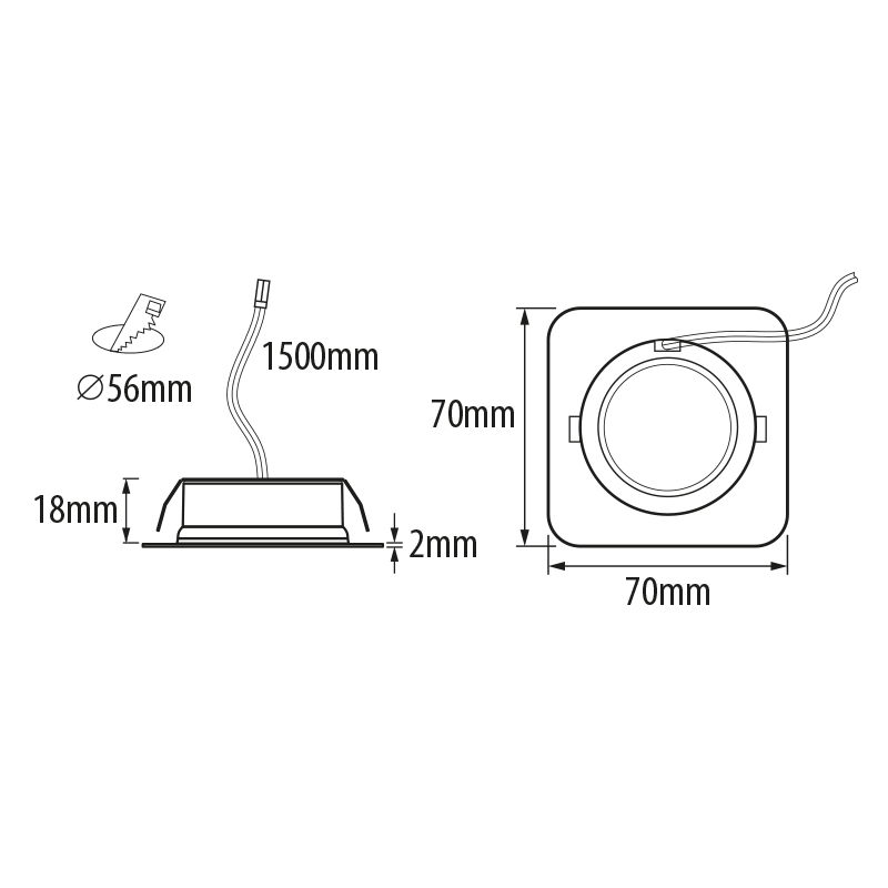 SPOT LED INCASTRABIL, pătrat, SMD2835, 3W, 12VDC, 4200K, lumină neutră, IP44 - imagine 3